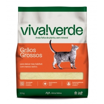 Areia Higiênica Viva Verde Grãos Grossos para Gatos 10Kg