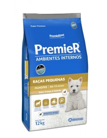 Ração PremieR Ambientes Internos para Cães Filhotes de Raças Pequenas Frango e Salmão 12Kg