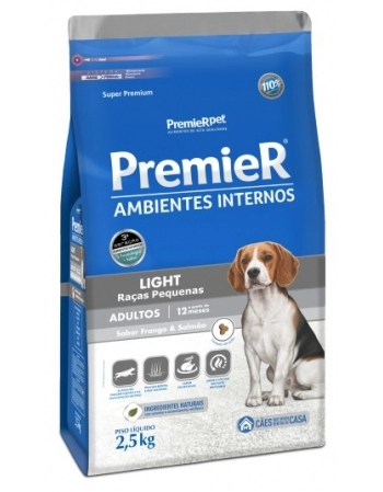 Ração PremieR Ambientes Internos Light para Cães Adultos Frango e Salmão 2,5Kg