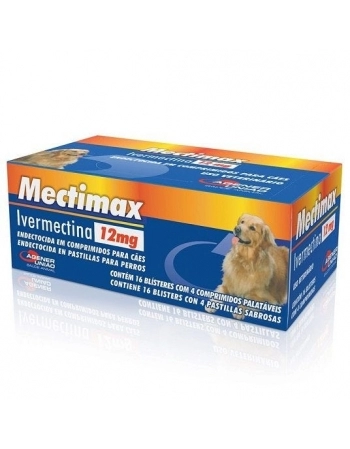 Antiparasitário Agener União Mectimax 12mg para Cães Caixa com 16 Blisters