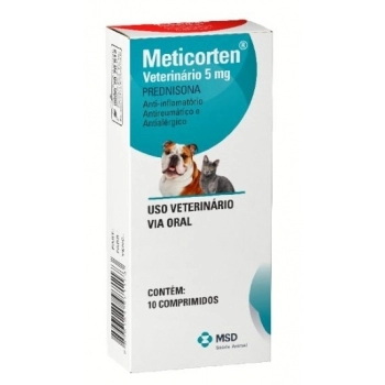 Anti-inflamatório Meticorten 5 mg Veterinário MSD (10 Comprimidos)
