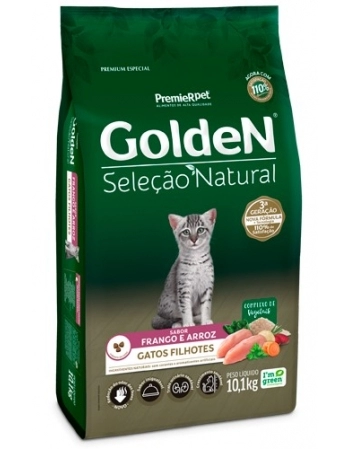 Ração Golden Seleção Natural para Gatos Filhotes Frango e Arroz 10,1Kg