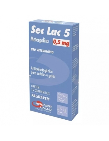 Antigalactogênico Agener União Sec Lac 5 0,5mg para Cães e Gatos 16 Comprimidos