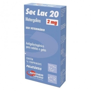 Antigalactogênico Sec Lac 20 2 mg Agener União para Cães e Gatos (16 Comprimidos)