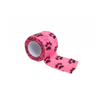 Atadura Elástica LA VET 5cm X 4,5mm Rosa Patinhas