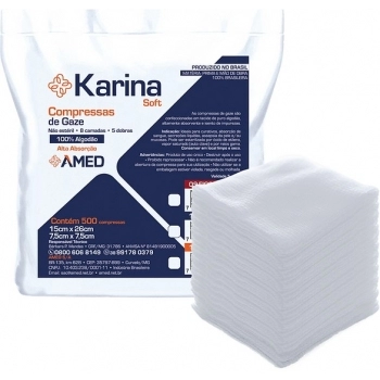 Compressa Karina, 13 Fios cm2, 7,5cmX7,5cm,15cmX26cm C/500UND