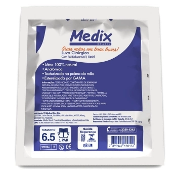 Luva Cirúrgica Látex Com Pó Medix Tam. 7.0 - Par