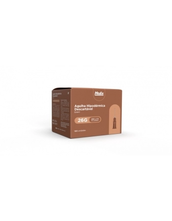 Agulha 13x0,45mm (26G x 1/2) - 100 Un Medix