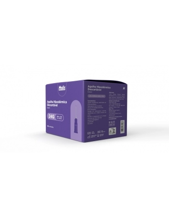 Agulha 20x0,55mm (24G x 3/4) - 100 Un Medix