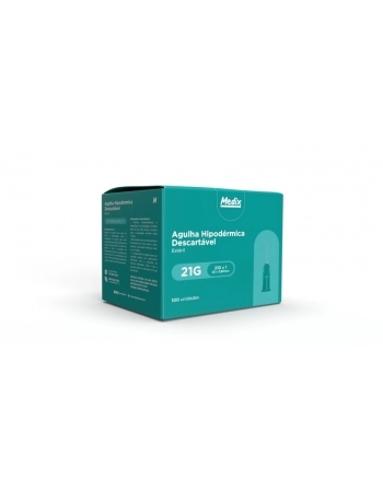 Agulha 25x0,80mm (21G x 1) - 100 Un Medix