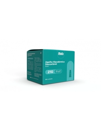Agulha 30x0,80mm (21G x 1 1/4) - 100 Un Medix