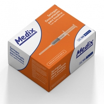 Seringa de Insulina Com Agulha Acoplada 13x0,45mm 1ml Slip (26G x 1/2)