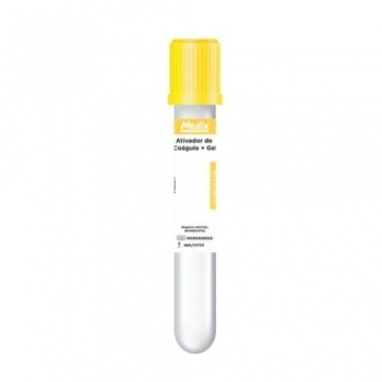 Tubo Ativador de Coágulo C/ Gel 8.0ml 16X100 Tampa Amarela C/100UN