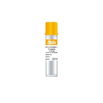 Minitubo C/Ativador de Coágulo e Gel 0,5ml 10X45 Tampa Dourada C/50UN