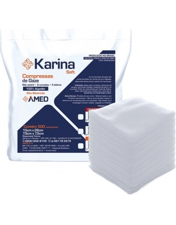 Compressa Karina, 11 Fios cm2, 7,5cmX7,5cm,15cmX26cm C/500UND.