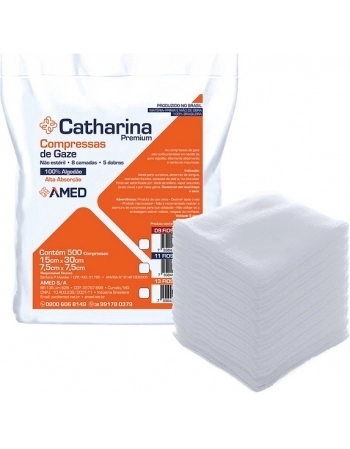 Compressa Catharina, 9 Fios cm2, 7,5cmX7,5cm, 15cmX30cm C/500 UND.