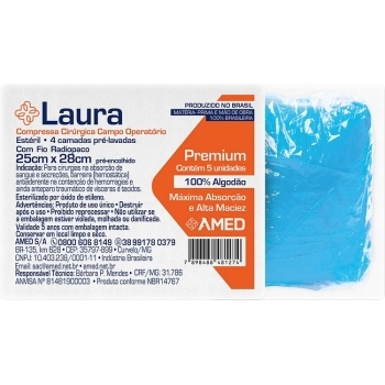 Campo Operatório Laura Premium 10cmX9cm C/ 5UND.