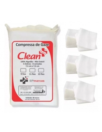 Compressa Gaze Não Estérileril 13Fios C/300UN Clean Ultra