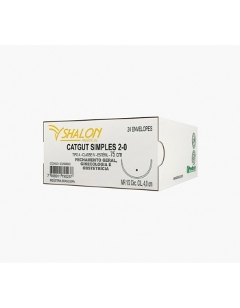 Fio Catgut Simples 3-0 Sem Agulha 1,5M - Shalon