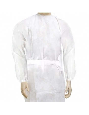 Avental Descartável Manga Longa Com Punho Elástico Standard Branco 1,40L X 1,00C - Anadona