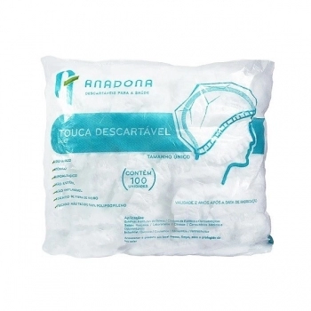 Touca Descartável Sanfonada Standard Branca 100 UN - Anadona