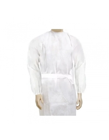 Avental Descartável Manga Longa Com Punho Elástico Soft Branco 1,40L X 1,00C - Anadona