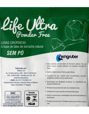 Luva Cirúrgica Life Ultra - Estérileril - 7,0 - Sem Pó