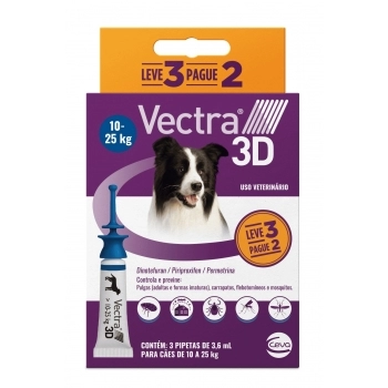 Antipulgas Vectra 3D Cães 10-25 kg 3,6 mL Leve 3 Pague 2 - Ceva