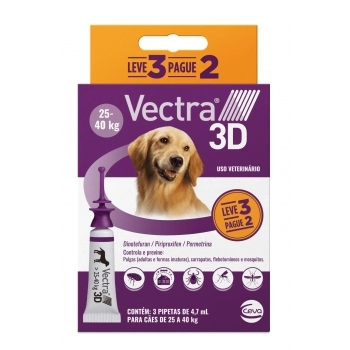 Antipulgas Vectra 3D Cães 25-40 kg 4,7 mL Leve 3 Pague 2