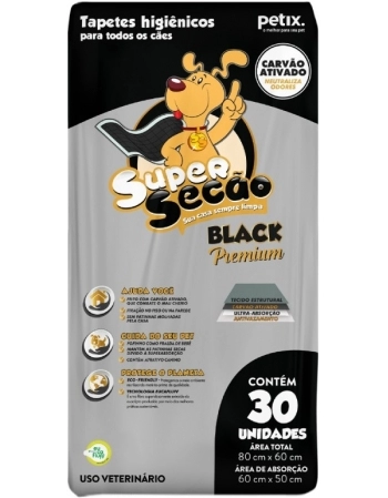 Tapete Higiênico Super Secão Black P Carvão 80x60 30 unidades