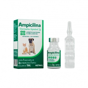 Antimicrobiano Ampicilina Injetável Veterinário 2g - Vetnil
