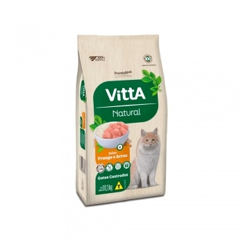 Ração Vitta Natural Gatos Castrados Frango e Arroz 10,1kg