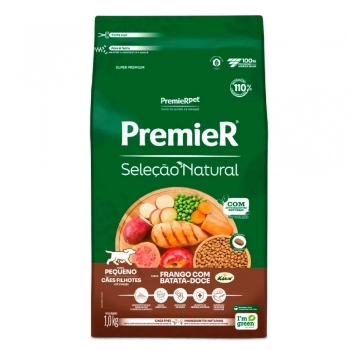 Ração PremieR Seleção Natural para Cães Filhotes Raças Pequenas Frango Korin com Batata Doce 1Kg