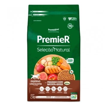 Ração PremieR Seleção Natural para Cães Filhotes Raças Pequenas Frango Korin com Batata Doce 2,5Kg