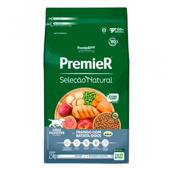 Ração PremieR Seleção Natural para Cães Filhotes Frango Korin com Batata Doce 2,5Kg