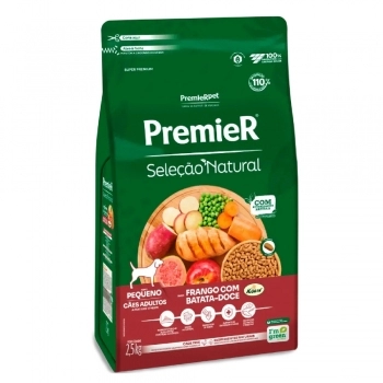 Ração PremieR Seleção Natural para Cães Adultos Raças Pequenas Frango Korin com Batata Doce 2,5Kg
