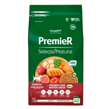 Ração PremieR Seleção Natural para Cães Adultos Raças Pequenas Frango Korin com Batata Doce 2,5Kg