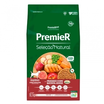 Ração PremieR Seleção Natural para Cães Adultos Raças Pequenas Frango Korin com Batata Doce 10,1Kg