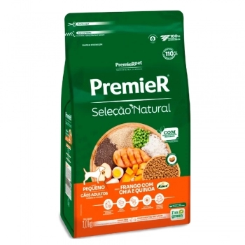 Ração PremieR Seleção Natural para Cães Adultos Raças Pequenas Frango Korin com Chia e Quinoa 1Kg