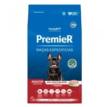Ração PremieR Raças Específicas Bulldog Francês para Cães Adultos Frango 7,5Kg