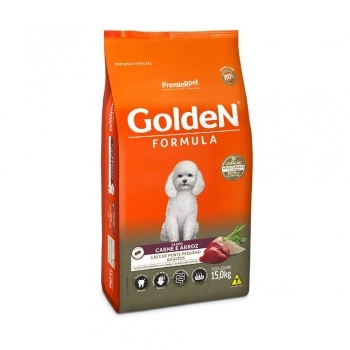 Ração Golden Fórmula Mini Bits Para Cães Adultos Pequeno Porte Carne e Arroz 15Kg