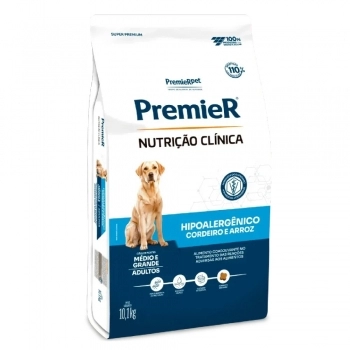 Ração PremieR Nutrição Clínica Hipoalergênico para Cães de Médio e Grande Porte Cordeiro e Arroz 10,1Kg