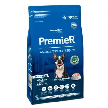 Ração PremieR Ambientes Internos para Cães Adultos Castrados Frango e Salmão 2,5Kg