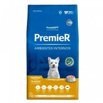 Ração PremieR Ambientes Internos para Cães Filhotes de Raças Pequenas Frango e Salmão 7,5Kg