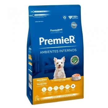 Ração PremieR Ambientes Internos para Cães Filhotes de Raças Pequenas Frango e Salmão 2,5Kg