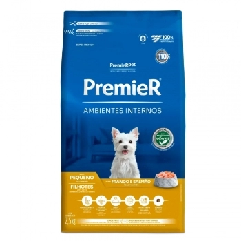 Ração PremieR Ambientes Internos para Cães Filhotes de Raças Pequenas Frango e Salmão 2,5Kg