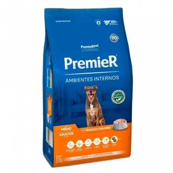 Ração PremieR Ambientes Internos para Cães Adultos de Médio Porte Frango e Salmão 12Kg