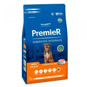Ração PremieR Ambientes Internos para Cães Adultos de Médio Porte Frango e Salmão 2,5Kg