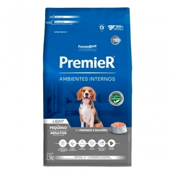 Ração PremieR Ambientes Internos Light para Cães Adultos Frango e Salmão 2,5Kg