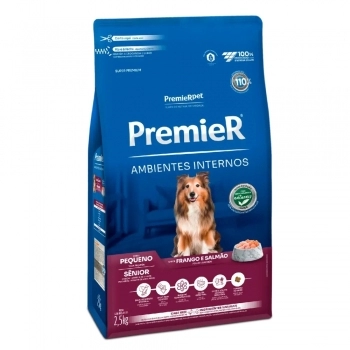 Ração PremieR Ambientes Internos para Cães Adultos Senior Frango e Salmão 2,5Kg